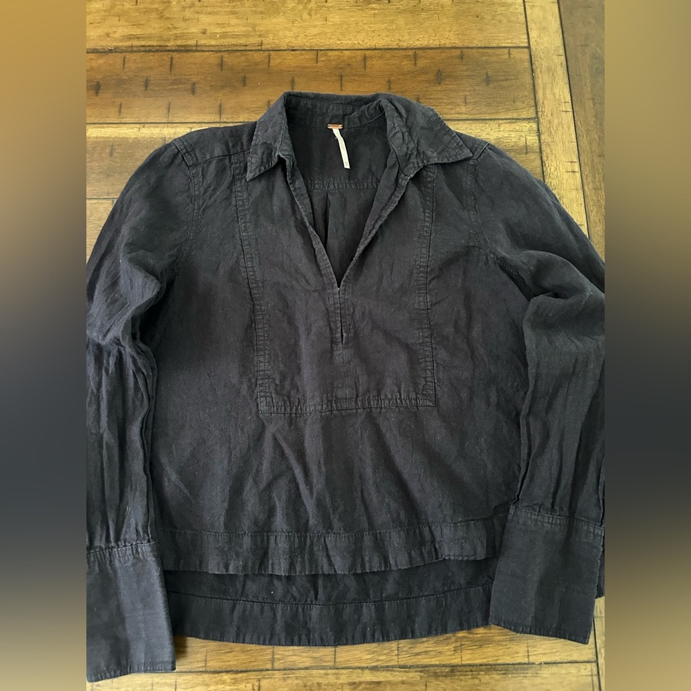 Free People Navy Blue Blouse